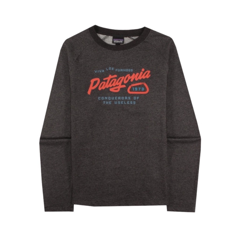 Patagonia Dark Gray Crewneck Sweatshirt with Red Logo